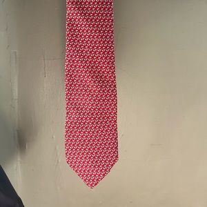 SALVATORE FERRAGAMO SILK TIE PINK BLUE FISH NOVELTY